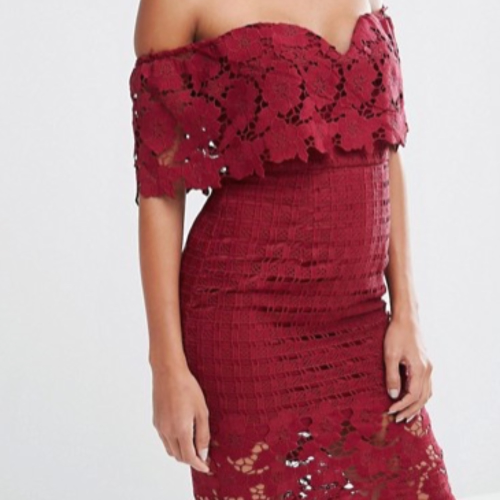 Wine Lace Midi Dress